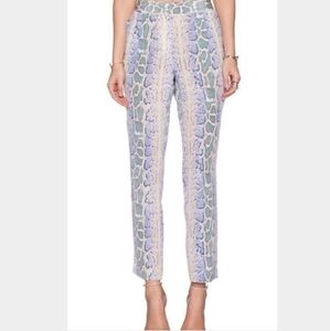 Stylish Blue and Cream Women's Pants